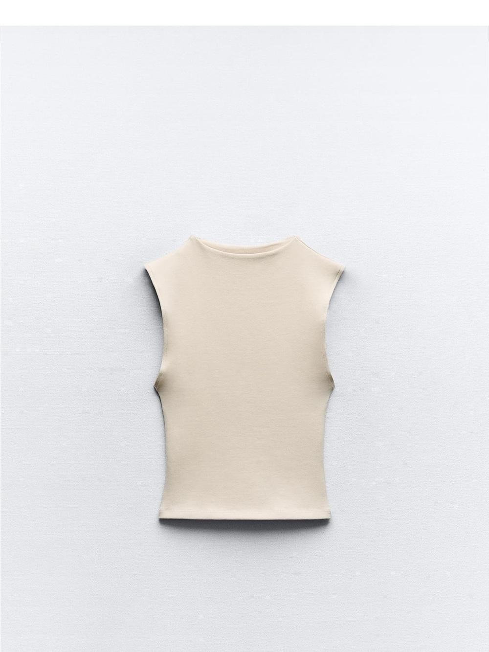 Zara-Sleeveless Crew Neck Tank Top - Cream